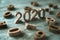 New year 2020 wood number happy new year 2020 concept