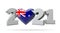 New year 2021 with australia flag heart. 3D Rendering
