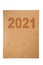 New Year 2021 post Cardboard box isolated on a white. Delivery package