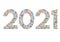 New Year 2021 with social emotion icons
