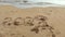 New Year 2021 and wave erasing 2020 year written in the sand
