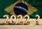 New year 2022 and Brazil`s uncertainty and doubt. Concept of doubt and uncertainty in the new year future