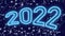 New year 2022. Illustration with blue neon imitation number .