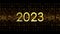 New Year 2023 golden lettering on shiny glitter background