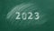New year 2023 on the greenboard