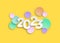 New year 2023 paper cut numbers in delicate colors. Decorative greeting card 2023 happy new year. Colorful Christmas banner