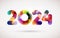 New year 2024. Bright multicolored numbers on white background.