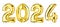 New Year 2024 celebration. Helium balloon. Golden Yellow foil color. Numbers Two 2, four 4, Zero 0. Good for Party