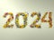 New Year 2024 date formed from wild flowers