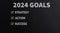 New year 2024 goal written on blackboard