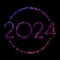 New Year 2024 gradient glitter halftone pattern on dark background made of shimmering lights