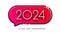 New Year 2024 white numbers on simple flat red gradient speech bubble