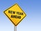 New year ahead road sign 3d illustration