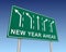 New year ahead road sign 3d illustration