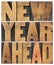 New year ahead in wood type