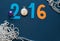 New Year background with date 2016, watches and festival beads