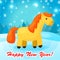 New year background with funny cartoon horse