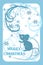 New Year card. The mouse looks at snowflakes and a frosty pattern. The inscription Merry Christmas. Vector illustration