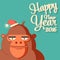 New year card with symbol - monkey and caligraphy 2016.