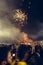 The New Year celebrations on Fort Kochi beach. Fireworks at nigh