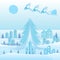 New Year. Christmas. Background from a Christmas tree. Image of santa claus deer lodges landscape. cut out of blue paper