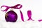 New year christmas background - violet ball with ribbon