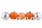 New Year and Christmas border, Christmas tree decorations, silver glass balls, tangerines, design element for greeting card