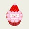 New Year and Christmas desserts and sweets. Delicious Santa Claus cake with strawberries. Isolated element for menu design, recipe