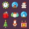 New Year and Christmas flat design icons