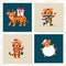 New Year and Christmas funny tiger cubs winter set