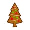 New year or Christmas gingerbread christmas tree cookie with decorartion
