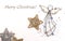 New Year, Christmas holiday card. Angle on a white background gold and silver stars