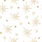 New Year and Christmas luxury gold seamless pattern with stars. Greeting card, invitation, flyer.