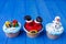 New year or Christmas party cupcakes set with funny decorations