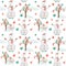 New Year Christmas tree and Snowman watercolor Seamless pattern on white background. Hand drawn vintage card, fabric