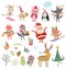 New year Christmas Winter Collection Vector set of cute characters.