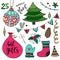 New Year collection of decorations. Christmas vector elements. New year colorful illustration.