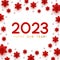 New Year concept - 2023 numbers on red background with paper snowflakes for winter holidays design