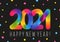 New Year concept with color 2021 numbers on dark background for Your holiday design