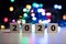 New year concept. New year 2020 on wood with bokeh background