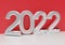 New year concept in red colors. Number 2022