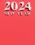 New year concept. Slanted numbers 2024 with blank red background for text