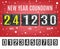 New Year countdown vector illustration set with flip mechanical timetable with digits.