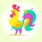 New Year Cute cartoon rooster vector illustration. farm bird. Holiday card design element. Merry Christmas, happy