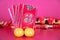 New Year decoration still life with red envelopes and oranges.The Chinese characters in the picture mean `happiness` and `good luc