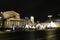 New Year decorations in front of the entrance to the Bolshoi Theater. Moscow, Russia