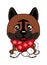 NEW year doggy. Happy Dog cartoon. christmas dog with red scarf. Cute puppies.