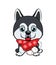 NEW year doggy. Happy Dog cartoon. christmas dog with red scarf. Cute puppies.