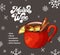 New Year drink recipe. Card with hand drawn element and snowflack. Vector illustration for menu, cafe, restaurant with