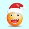 New year emoji emoticon cheerful with a smile in a festive red hat